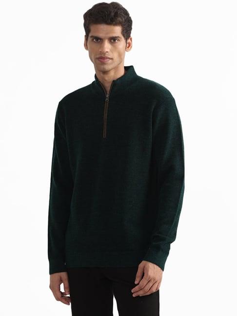 ascot by westside plain emerald green  relaxed fit sweater