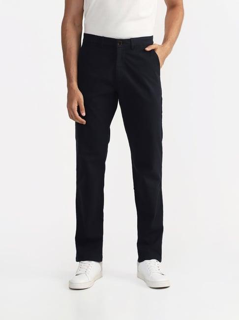 ascot by westside solid navy-colored relaxed-fit chinos