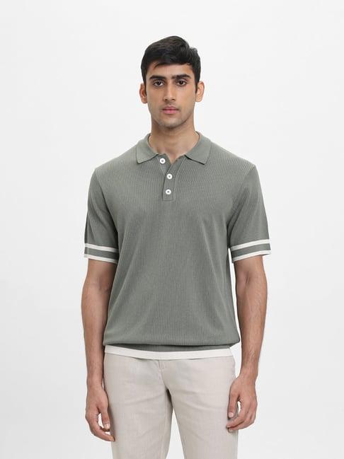 ascot by westside textured green relaxed fit t-shirt