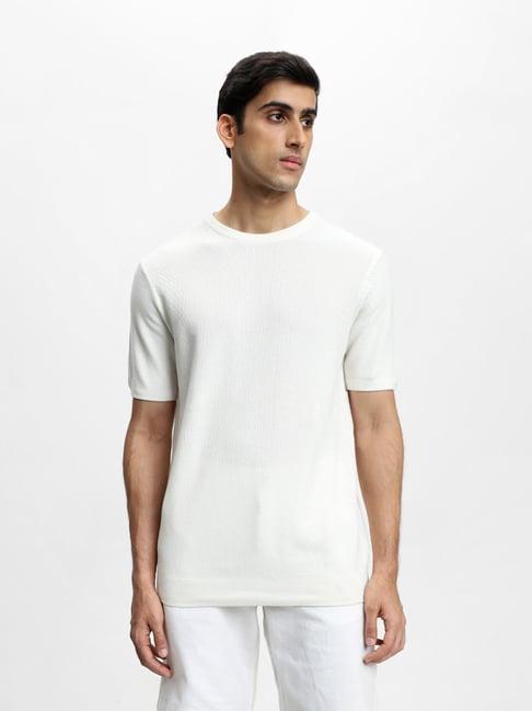 ascot by westside textured white relaxed fit t-shirt