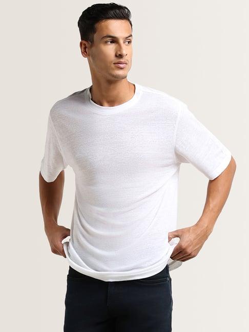 ascot by westside white linen blend t-shirt