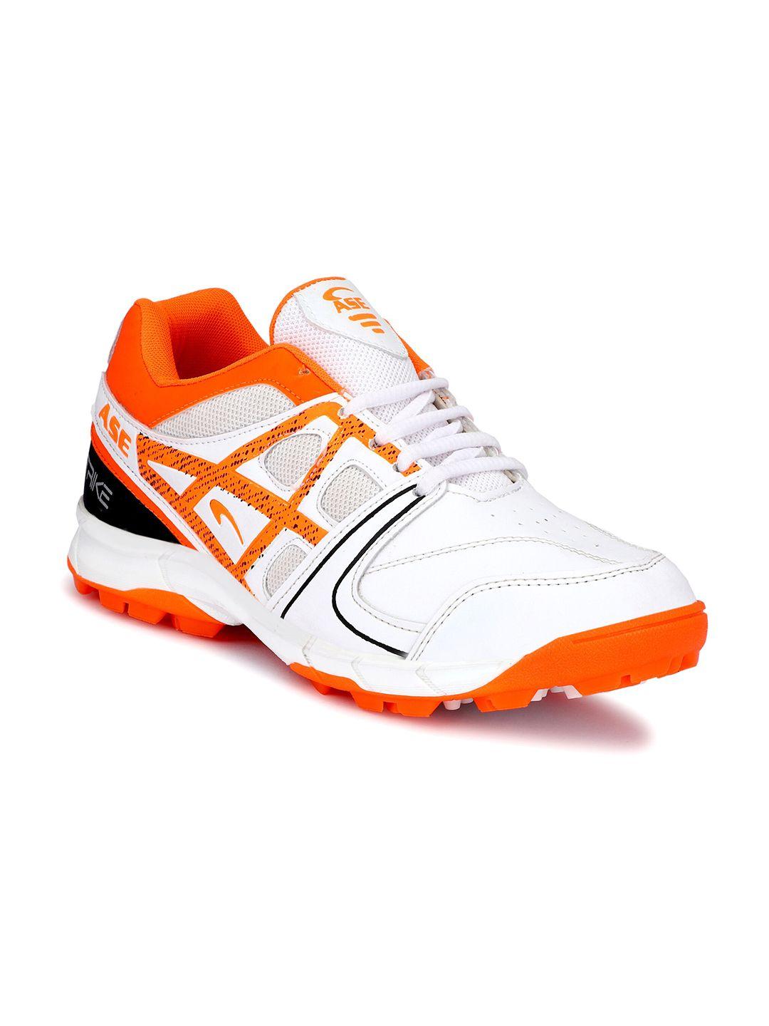 ase men orange cricket non-marking shoes