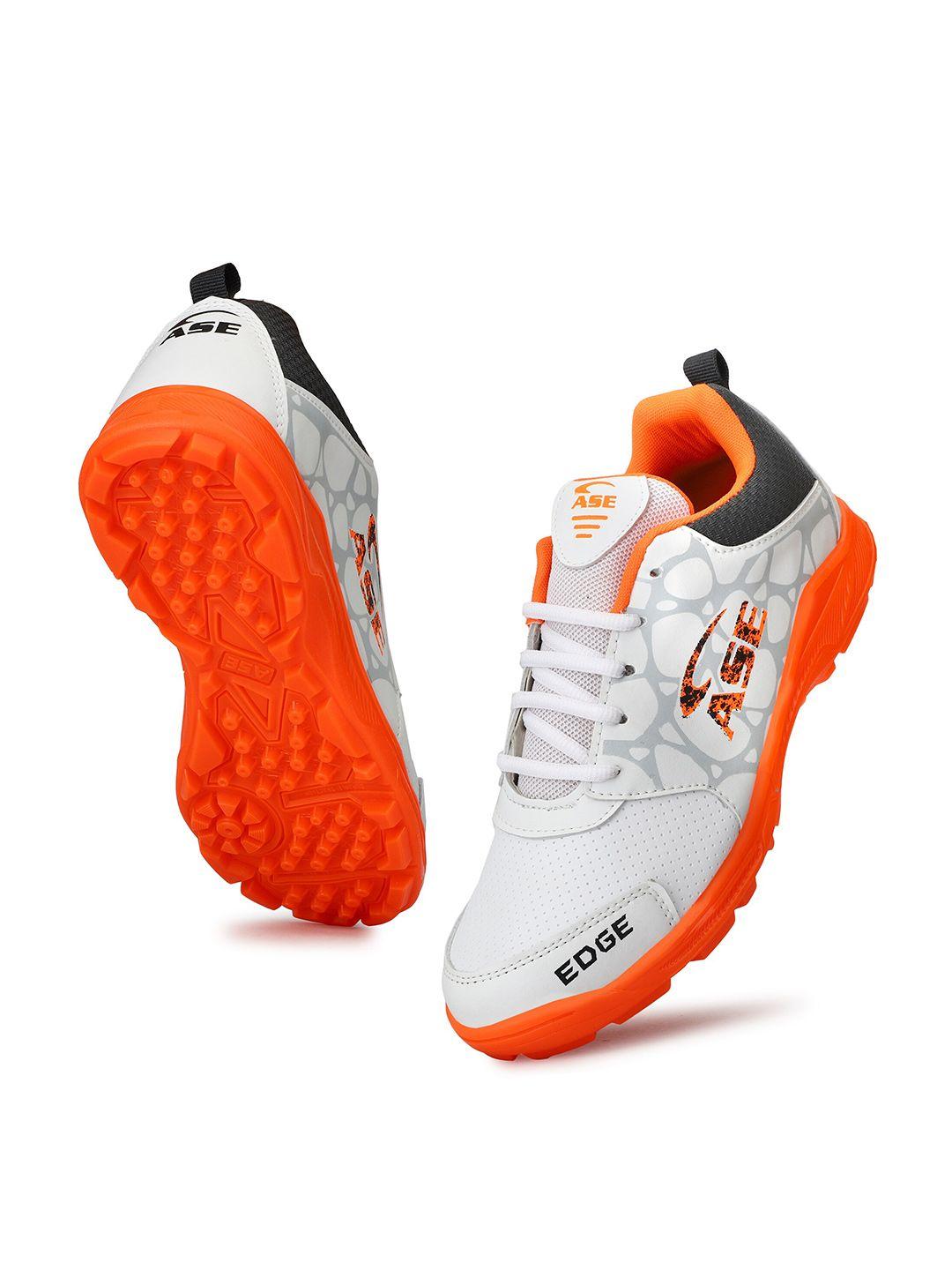 ase men orange cricket non-marking sports shoes