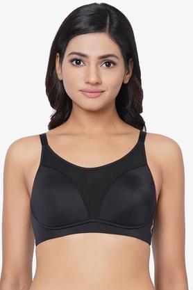 asean sports non-wired fixed strap non-padded women's beginner bra - black