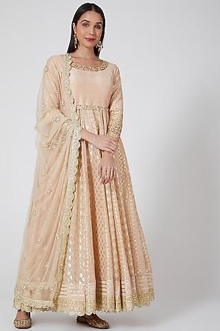 ash rose embroidered anarkali set