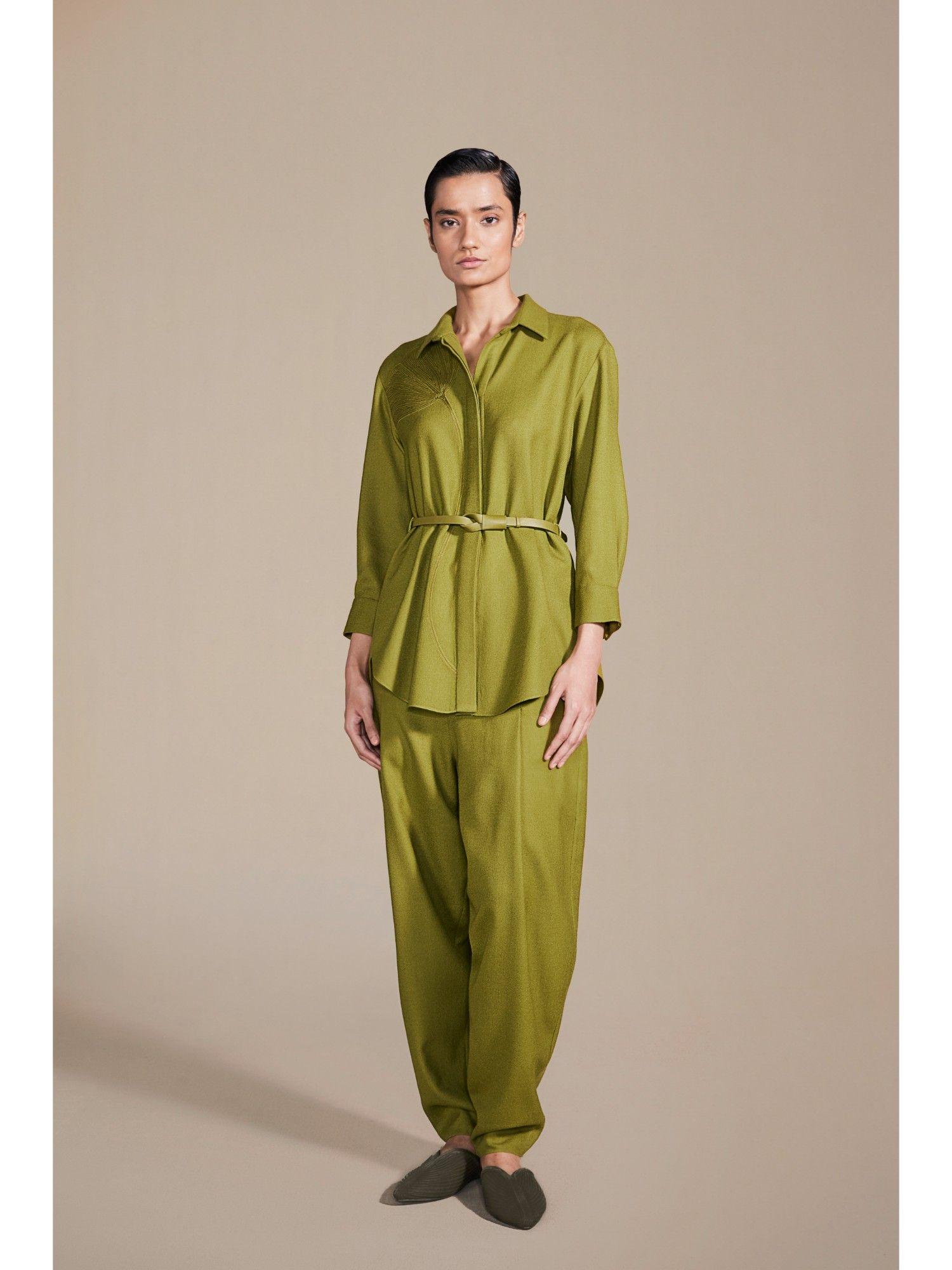 ashia shirt co-ord - olive (set of 3)