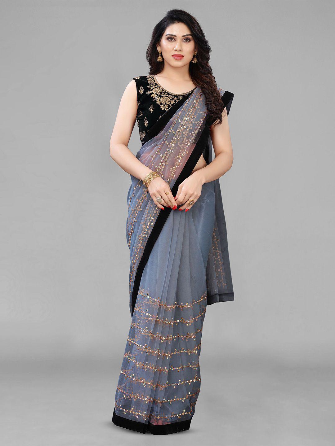 ashiya fab embellished sequinned net saree