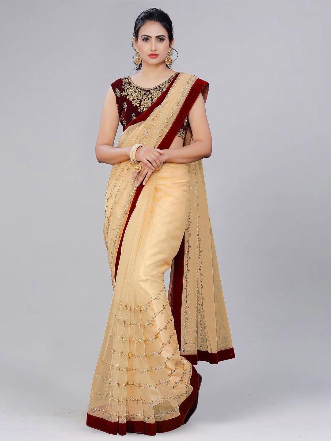 ashiya fab embellished sequinned net saree