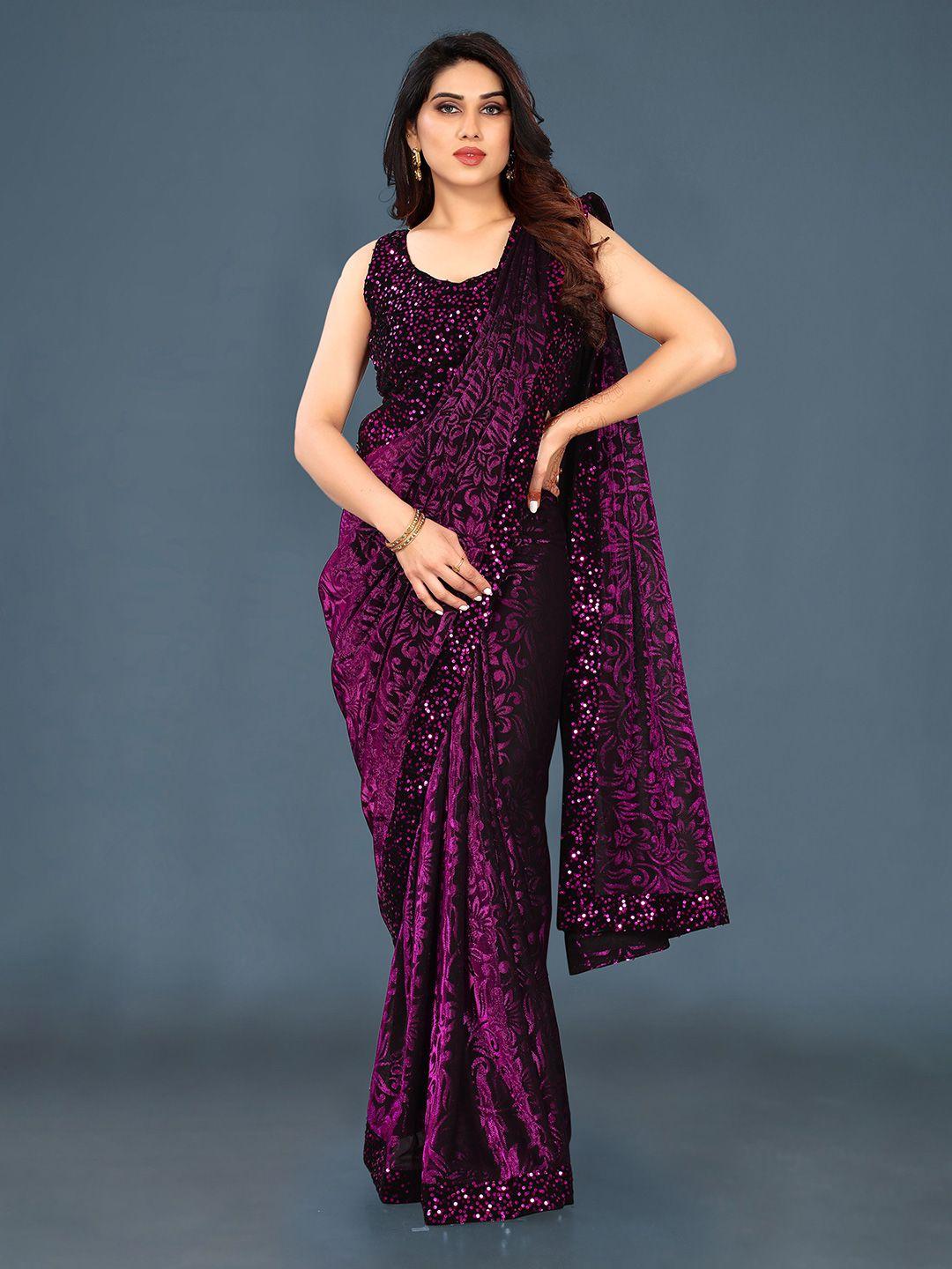 ashiya fab floral woven design sequinned saree