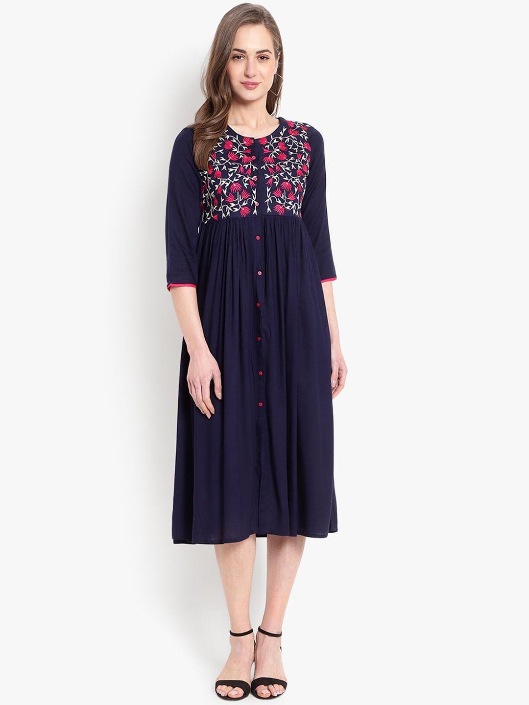 ashlee blue floral embroidered dress