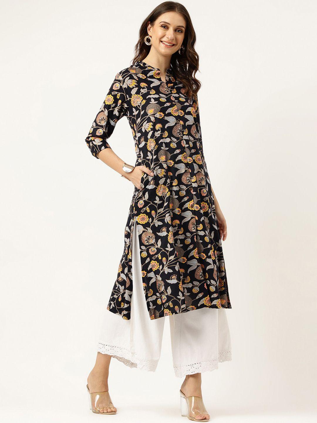 ashlee floral printed mandarin collar kurta