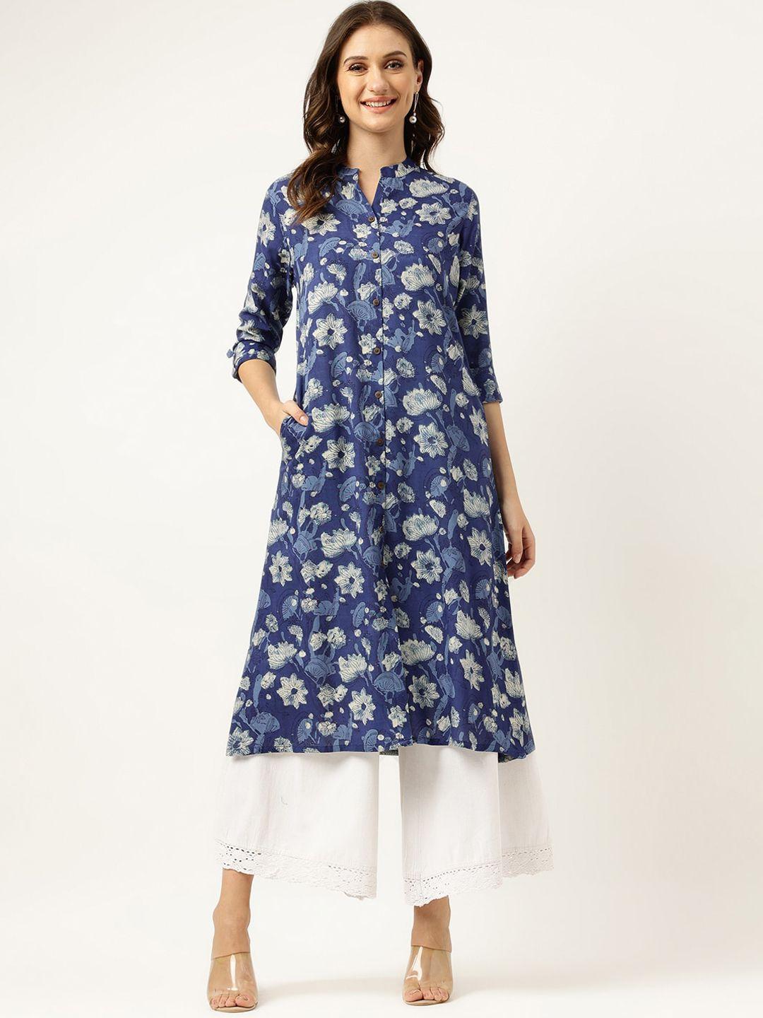 ashlee floral printed mandarin collar kurta