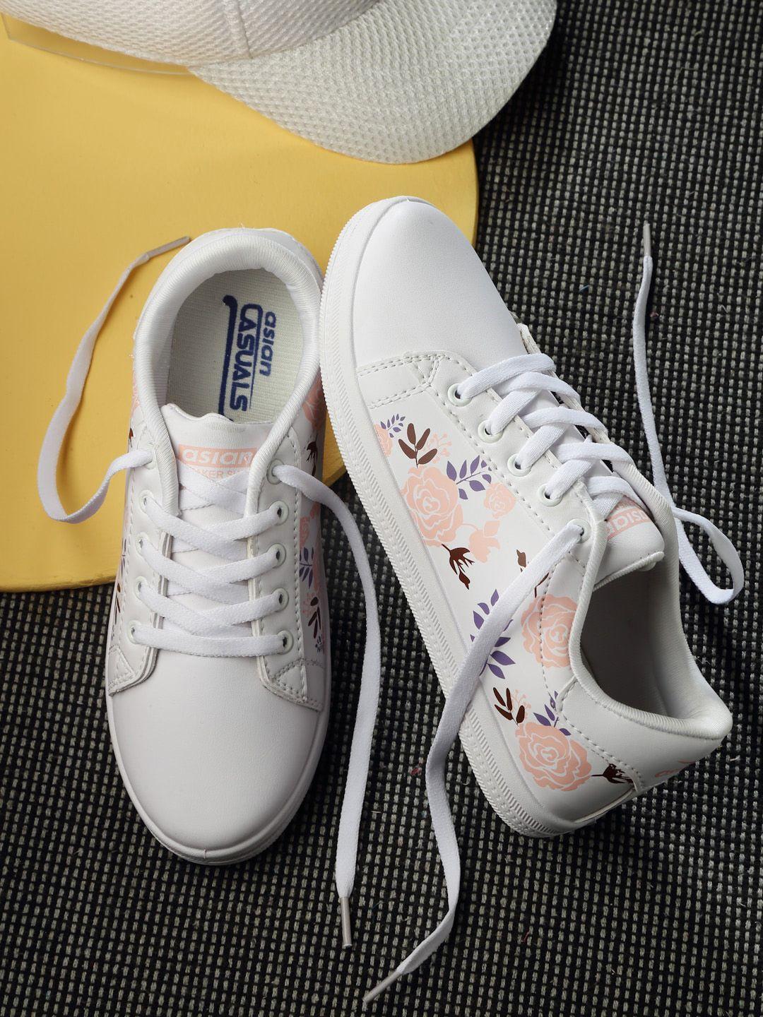 asian women floral printed lightweight sneakers