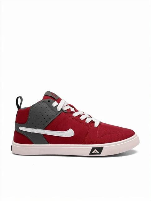 asian men's maroon ankle high sneakers