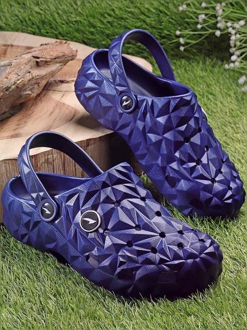 asian men's navy back strap clogs