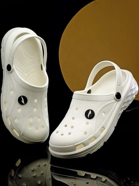 asian men's off white back strap clogs