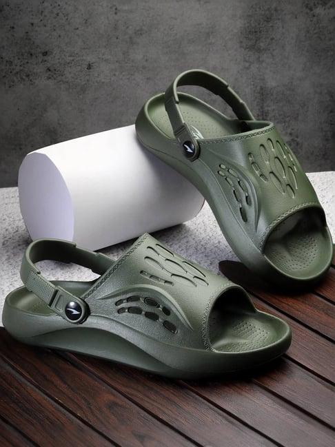 asian men's olive back strap clogs