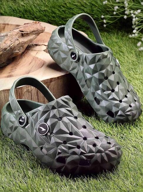 asian men's olive back strap clogs