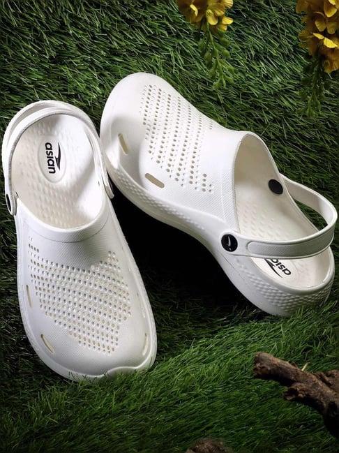 asian men's white back strap clogs