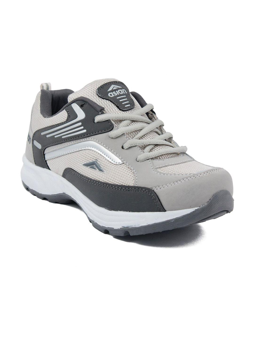 asian men grey mesh running lace up shoes