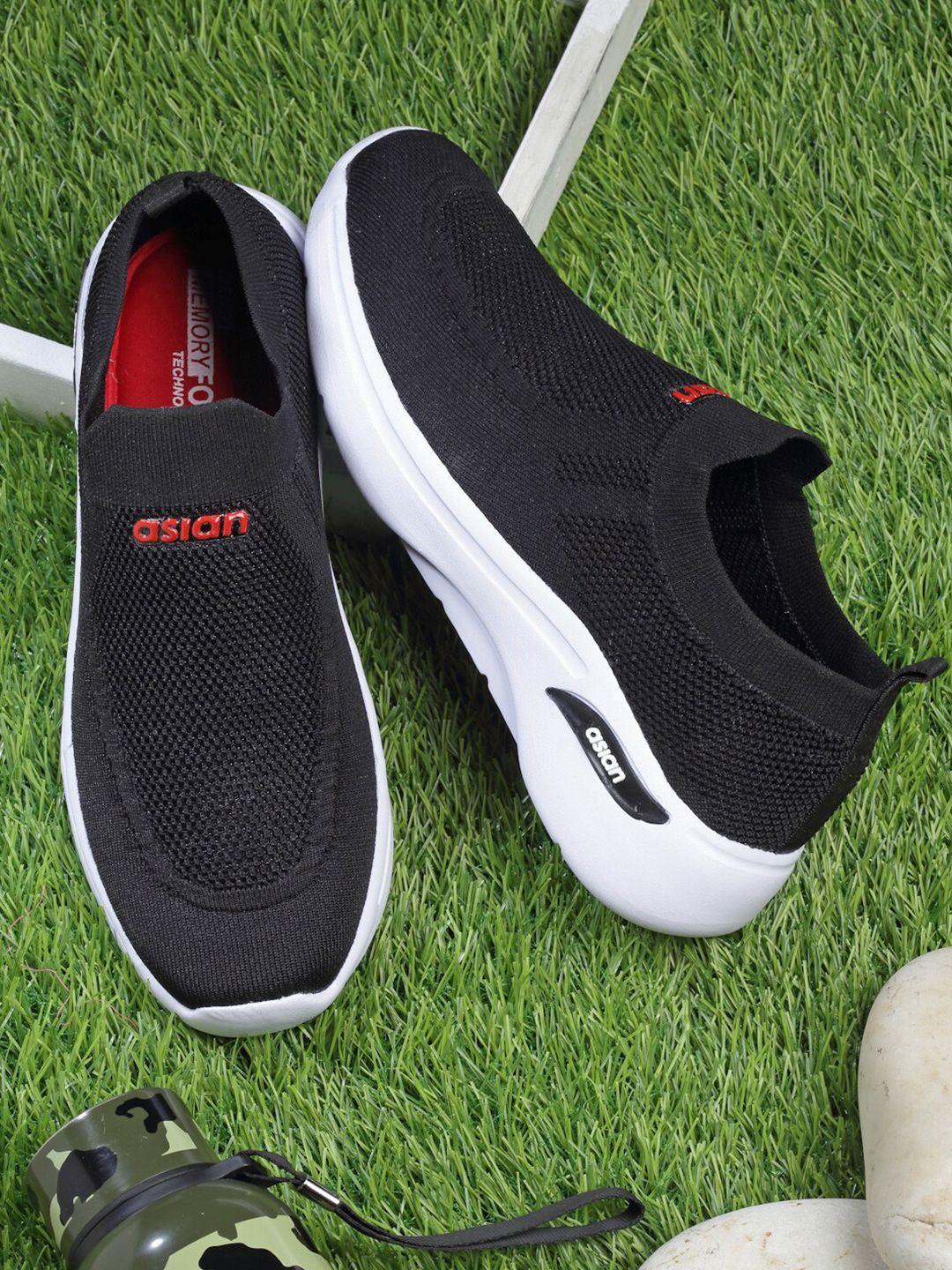 asian men hattrick-35 memory foam mesh slip -on running shoes