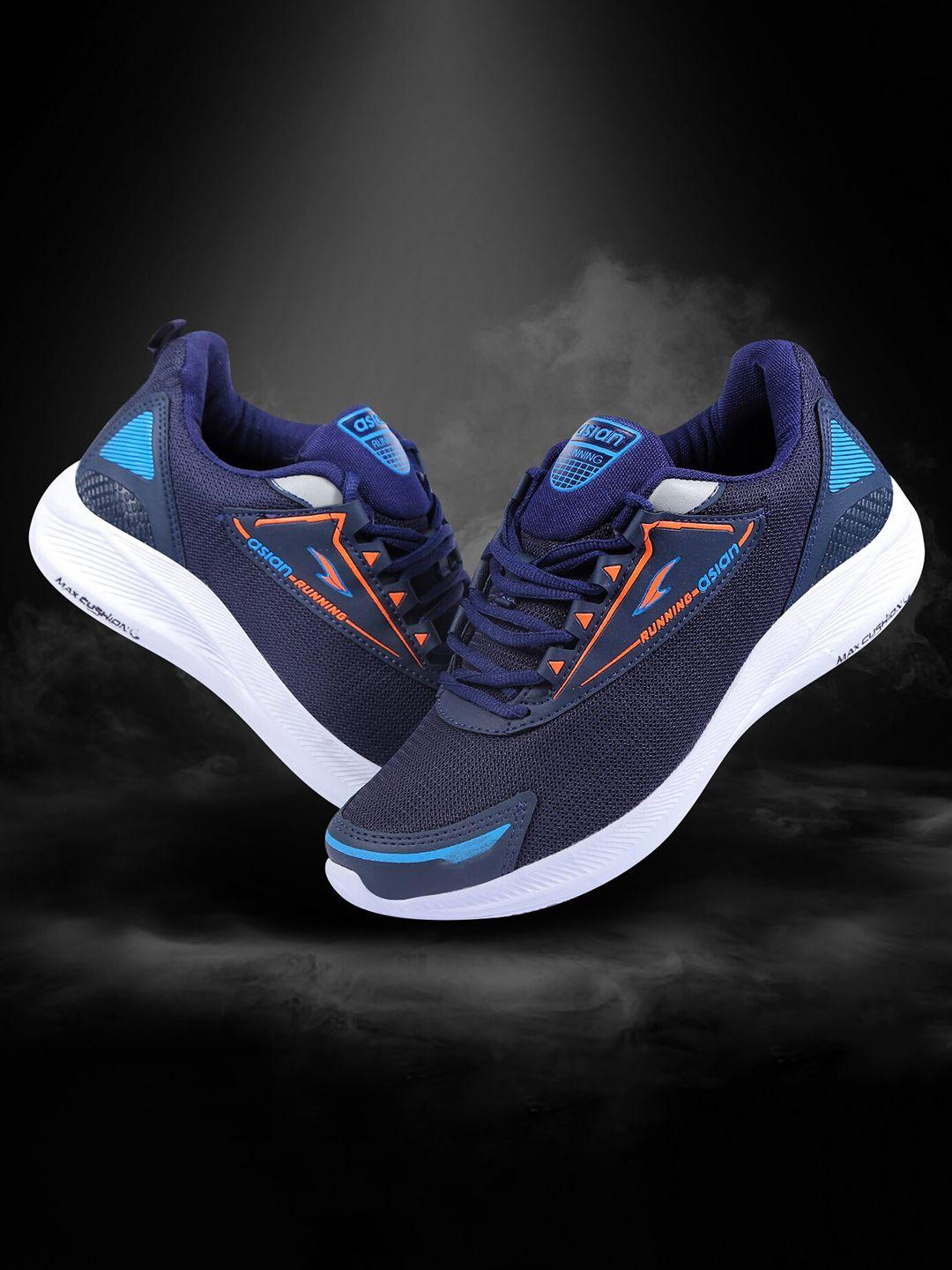 asian men navy blue mesh running non-marking shoes