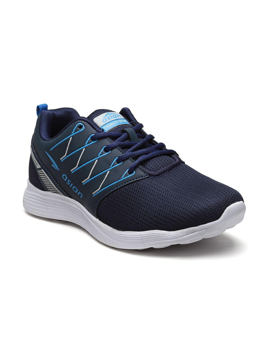 asian men navy blue mesh running shoes