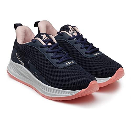 asian women's firefly-09 sports running,walking,gym shoes with max cushion technology lightweight eva sole with memory foam insole casual sneaker shoes for women's & girl's (navy pink, 6)