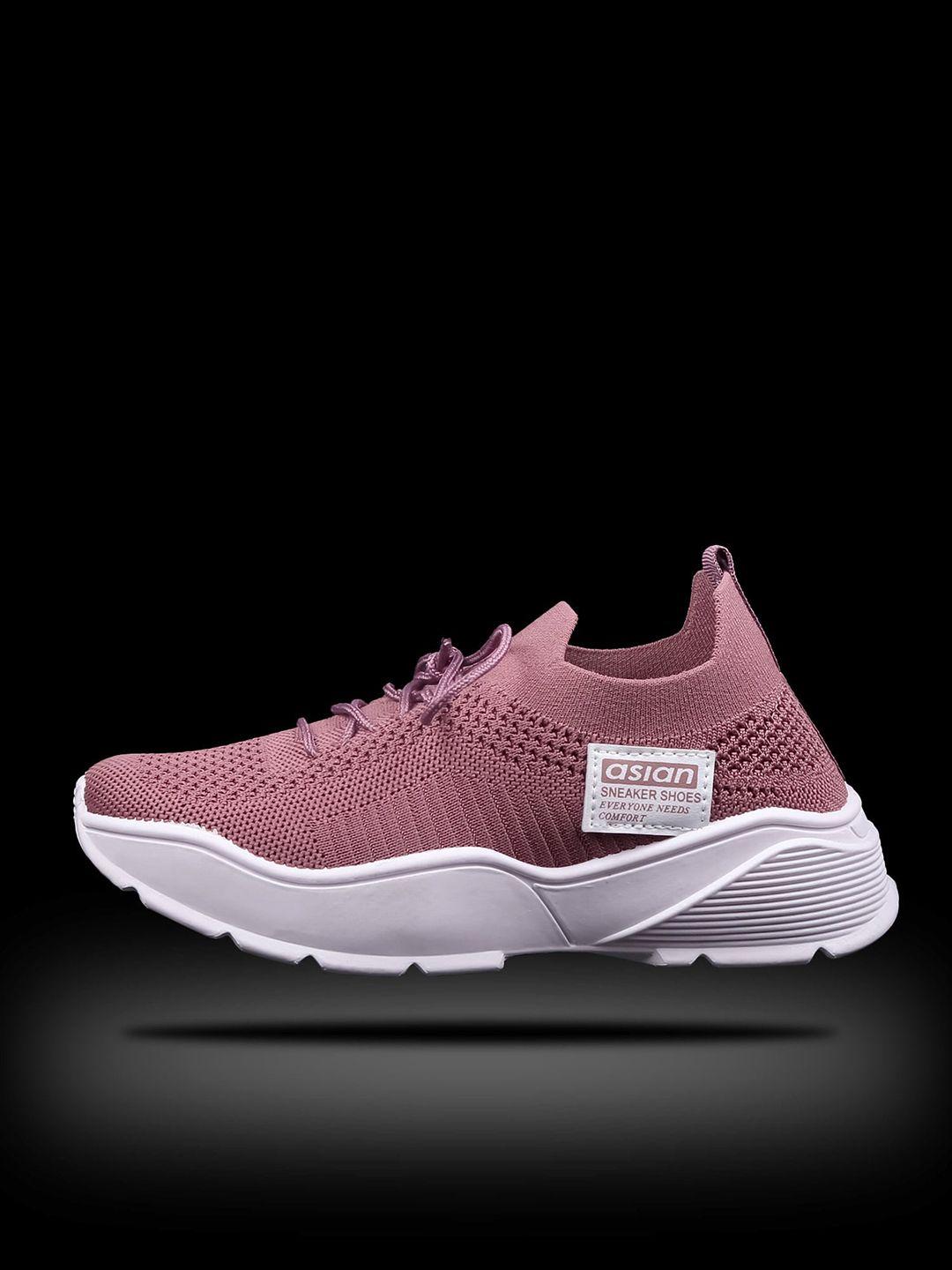 asian women mauve woven design sneakers