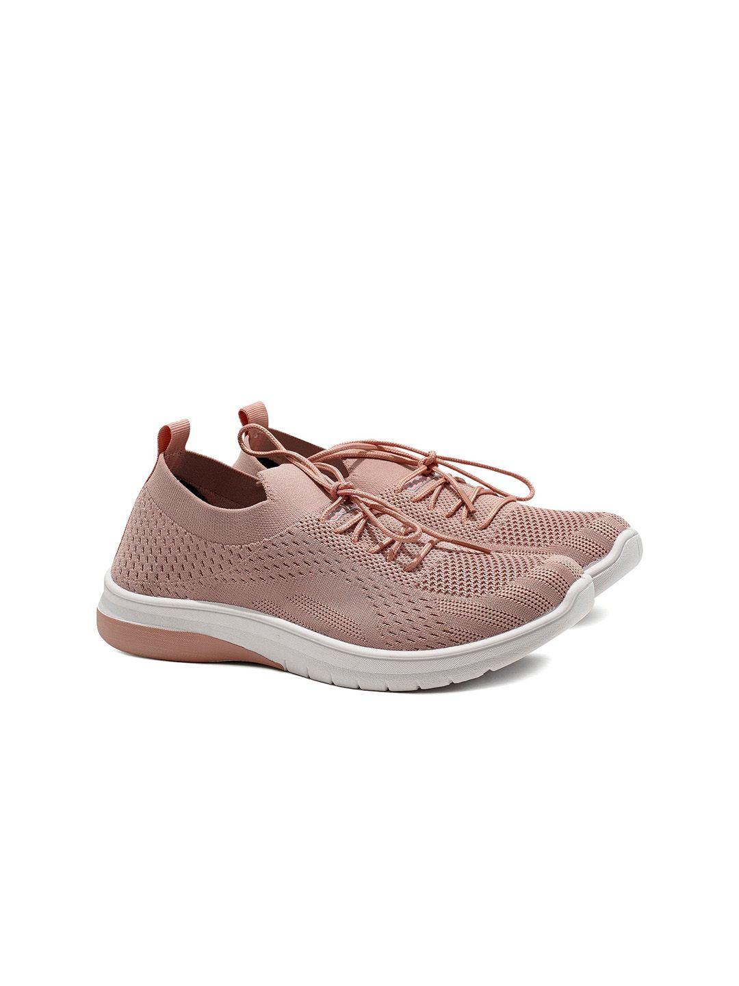 asian women peach-coloured woven design sneakers