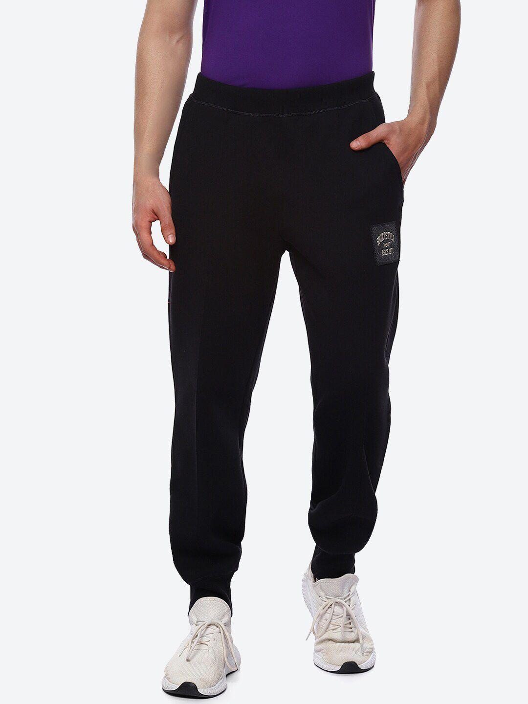asics brushed french terry men black solid joggers