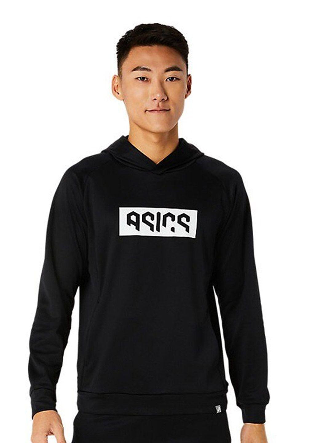 asics hex graphic light printed hooded fleece pullover sweatshirts