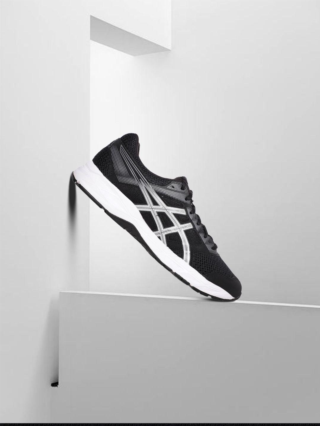 asics men black & white gel-contend 5b woven design running shoes