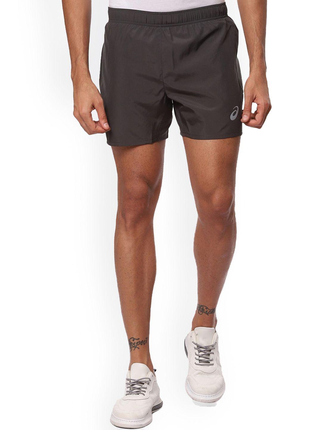 asics men grey solid silver 5in shorts