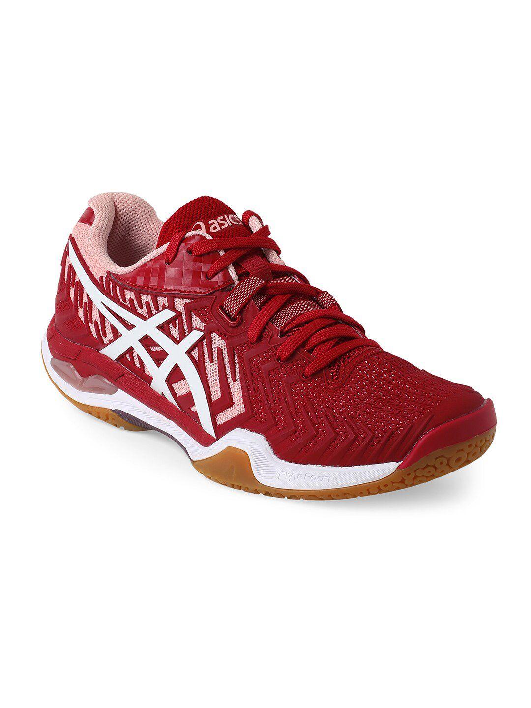 asics women red court control ff 2 badminton non-marking shoes
