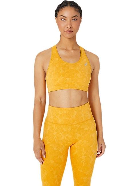 asics yellow jacquard pattern sports bra