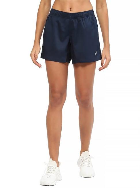 asics 2-n-1 blue sports shorts