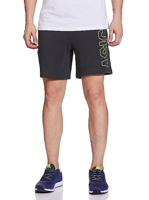 asics 7in graphic dark grey regular fit printed sports shorts