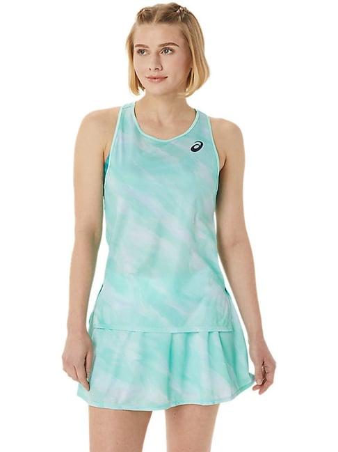 asics aqua green printed tank top