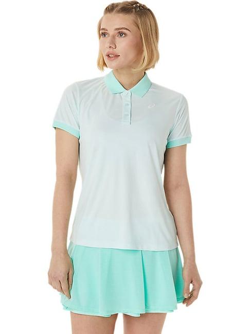 asics aqua green regular fit polo t-shirt