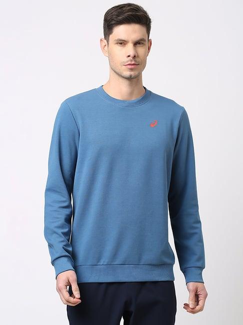 asics azure blue regular fit sweatshirt