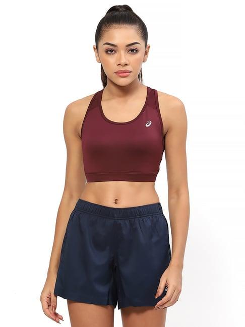 asics basic maroon sports bra