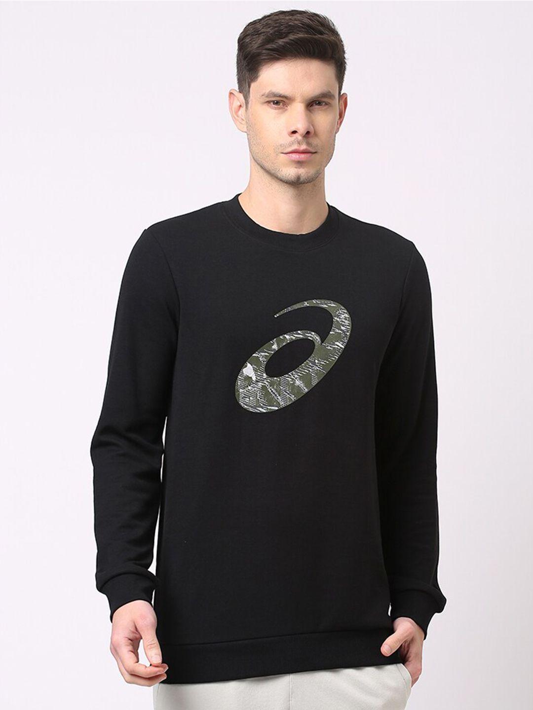 asics big spiral logo printed pullover sweatshirt