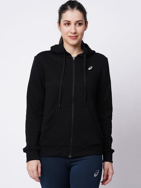 asics black front-open hoodie