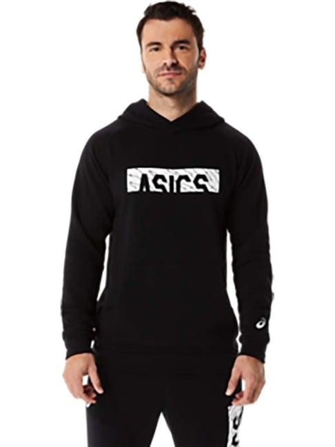 asics black full sleeves hooded sweatshirt