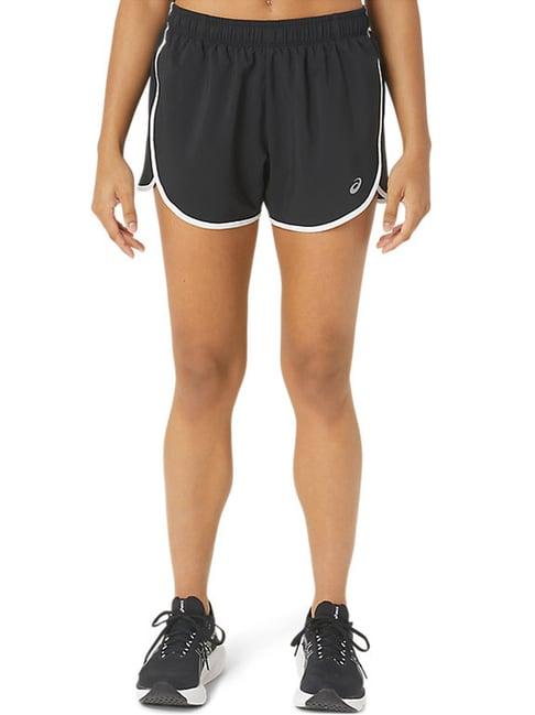 asics black mid rise sports shorts