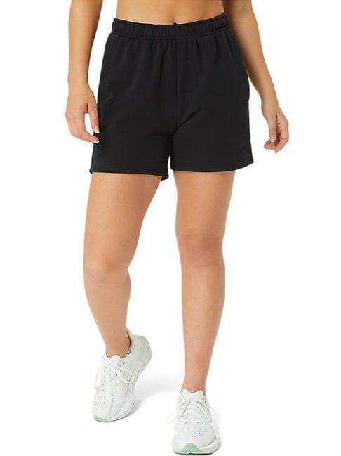 asics black mid rise sports shorts