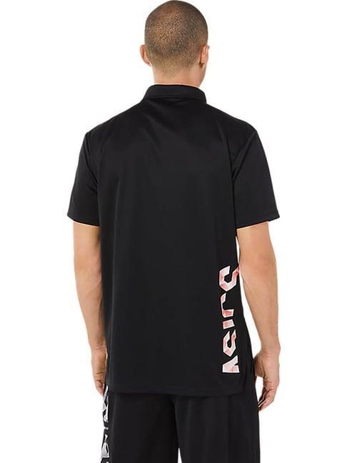 asics black printed polo t-shirt