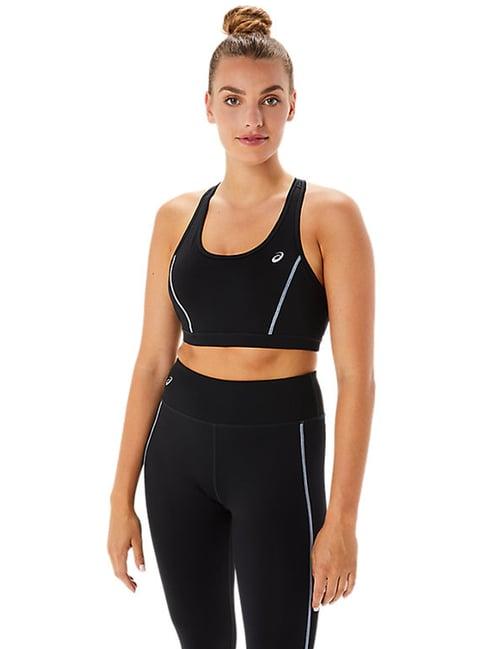 asics black printed sports bra