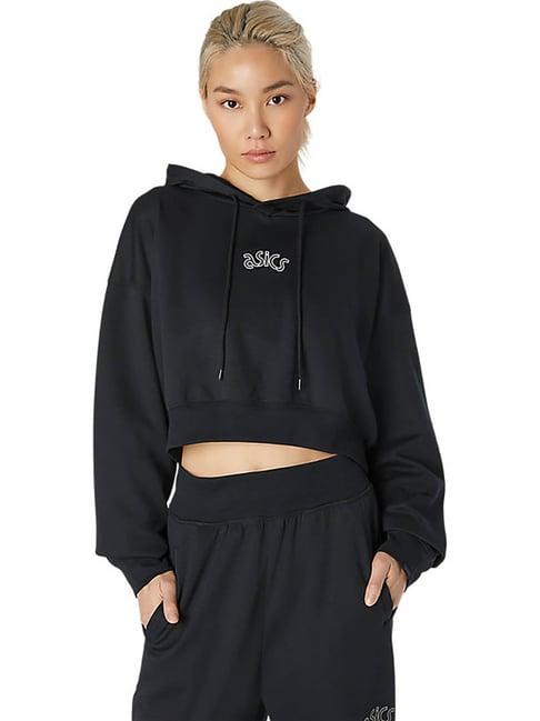 asics black regular fit hoodie